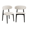 Cadeira em madeira de borracha e tecido boucle, set de 2, Paola, Preto, 57x50.5x79 cm
