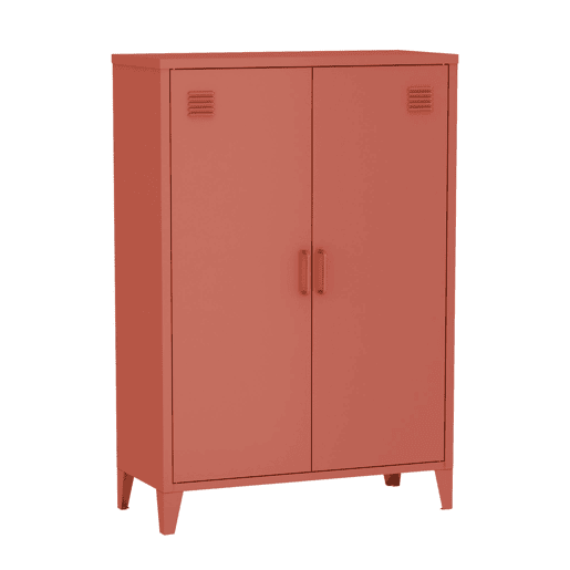 Cômodaarmário industrial metal 2 portas, Soho, Terracota, 33x75x110 cm