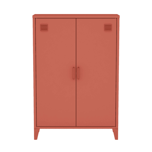Cômodaarmário industrial metal 2 portas, Soho, Terracota, 33x75x110 cm