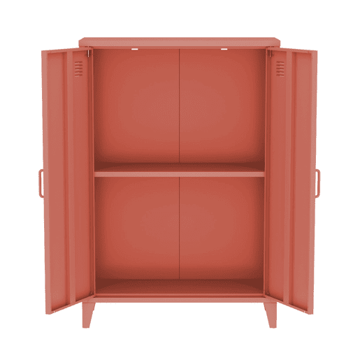 Cômodaarmário industrial metal 2 portas, Soho, Terracota, 33x75x110 cm
