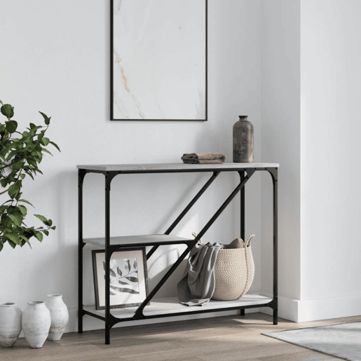 Mesa Consola - Mesa De Entrada 88,5x30x75 cm derivados de madeira cinzento sonoma