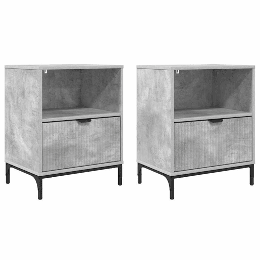 Lote de 2 Mesa De Cabeceira Mesinha De Cabeceira - Cinzento cimento 49 x 36 x 61 cm
