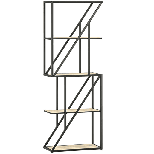 HOMCOM Estante de 5 Níveis Estante para Livros Estilo Industrial com Prateleiras Abertas e Estrutura de Aço para Sala de Estar Quarto e Escritório 60x30x165 cm Madeira e Preto HOMCOM Estante de 5 Níveis Estante para Livros Estilo Industrial com Prateleiras Abertas e Estrutura de Aço para Sala de Estar Quarto e Escritório 60x30x165 cm Madeira e Preto