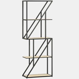 HOMCOM Estante de 5 Níveis Estante para Livros Estilo Industrial com Prateleiras Abertas e Estrutura de Aço para Sala de Estar Quarto e Escritório 60x30x165 cm Madeira e Preto