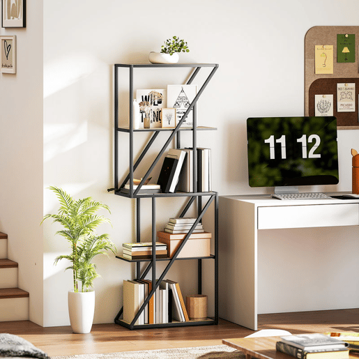 HOMCOM Estante de 5 Níveis Estante para Livros Estilo Industrial com Prateleiras Abertas e Estrutura de Aço para Sala de Estar Quarto e Escritório 60x30x165 cm Madeira e Preto HOMCOM Estante de 5 Níveis Estante para Livros Estilo Industrial com Prateleiras Abertas e Estrutura de Aço para Sala de Estar Quarto e Escritório 60x30x165 cm Madeira e Preto