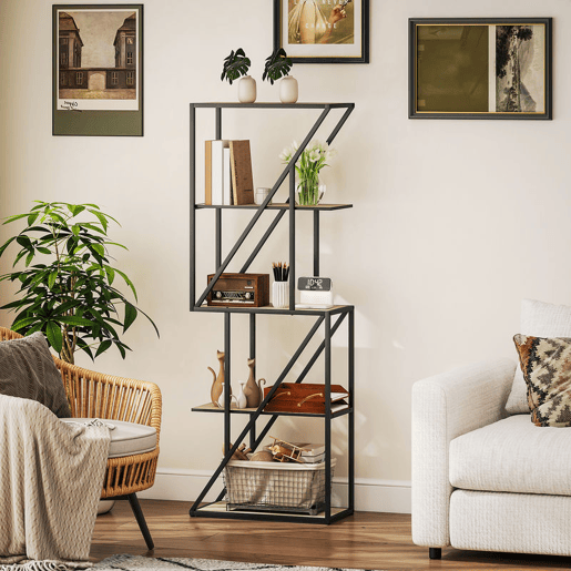 HOMCOM Estante de 5 Níveis Estante para Livros Estilo Industrial com Prateleiras Abertas e Estrutura de Aço para Sala de Estar Quarto e Escritório 60x30x165 cm Madeira e Preto HOMCOM Estante de 5 Níveis Estante para Livros Estilo Industrial com Prateleiras Abertas e Estrutura de Aço para Sala de Estar Quarto e Escritório 60x30x165 cm Madeira e Preto