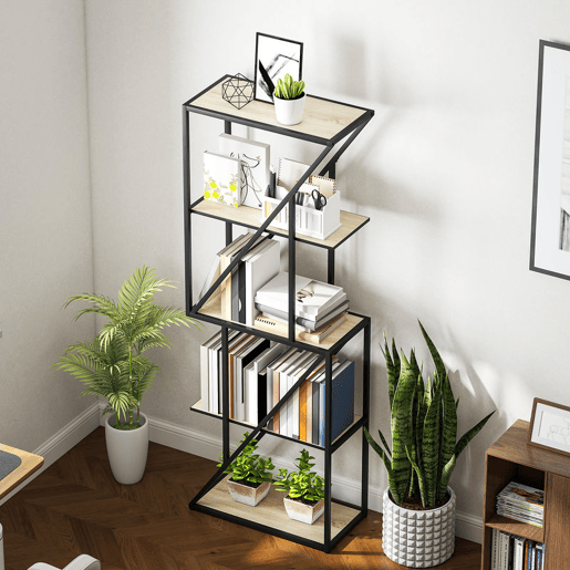 HOMCOM Estante de 5 Níveis Estante para Livros Estilo Industrial com Prateleiras Abertas e Estrutura de Aço para Sala de Estar Quarto e Escritório 60x30x165 cm Madeira e Preto HOMCOM Estante de 5 Níveis Estante para Livros Estilo Industrial com Prateleiras Abertas e Estrutura de Aço para Sala de Estar Quarto e Escritório 60x30x165 cm Madeira e Preto