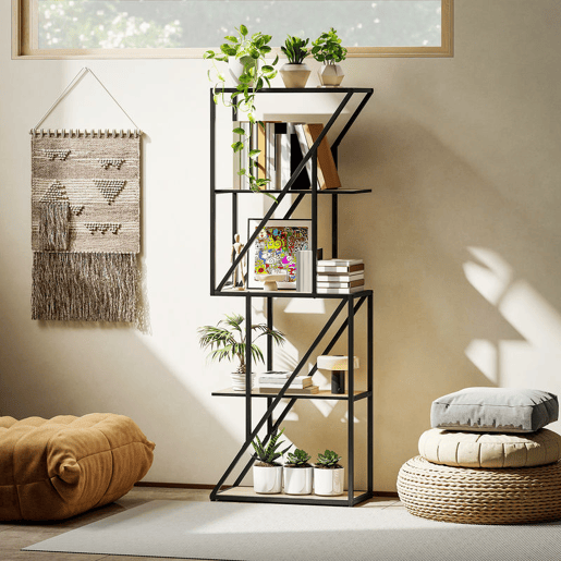 HOMCOM Estante de 5 Níveis Estante para Livros Estilo Industrial com Prateleiras Abertas e Estrutura de Aço para Sala de Estar Quarto e Escritório 60x30x165 cm Madeira e Preto HOMCOM Estante de 5 Níveis Estante para Livros Estilo Industrial com Prateleiras Abertas e Estrutura de Aço para Sala de Estar Quarto e Escritório 60x30x165 cm Madeira e Preto