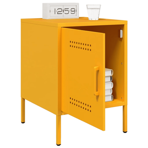 Mesa De Cabeceira - Mesinha De Cabeceira 36x39x50,5 cm aço amarelo mostarda