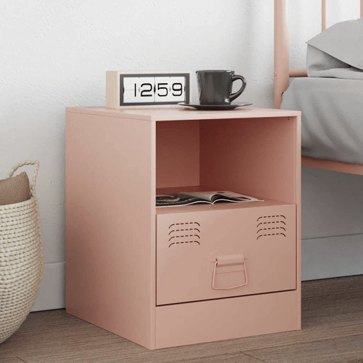 Mesa De Cabeceira - Mesinha De Cabeceira 34,5x39x44 cm aço rosa
