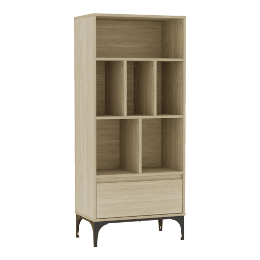 Estante Kistiandi 6 compartimentos abertos 137x60x35 cm - Efeito carvalho claro en.casa