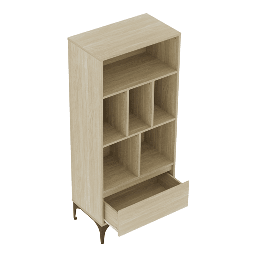 Estante Kistiandi 6 compartimentos abertos 137x60x35 cm - Efeito carvalho claro en.casa