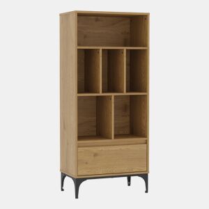 Estante Kistiandi 6 compartimentos abertos 137x60x35 cm - Efeito carvalho escuro en.casa