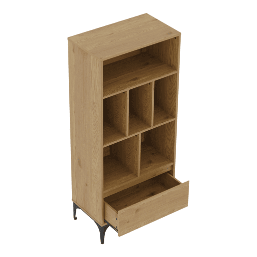 Estante Kistiandi 6 compartimentos abertos 137x60x35 cm - Efeito carvalho escuro en.casa