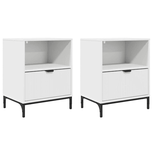 Lote de 2 Mesa De Cabeceira Mesinha De Cabeceira - com gaveta Branco 49 x 36 x 61 cm