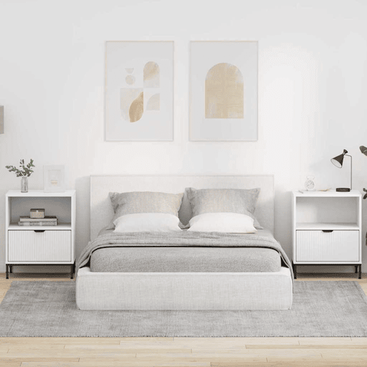 Lote de 2 Mesa De Cabeceira Mesinha De Cabeceira - com gaveta Branco 49 x 36 x 61 cm