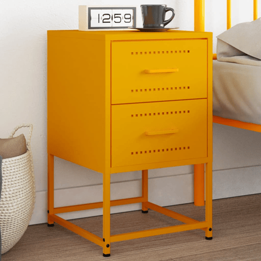 Mesa De Cabeceira - Mesinha De Cabeceira 36x39x60,5 cm aço amarelo mostarda