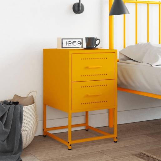 Mesa De Cabeceira - Mesinha De Cabeceira 36x39x60,5 cm aço amarelo mostarda