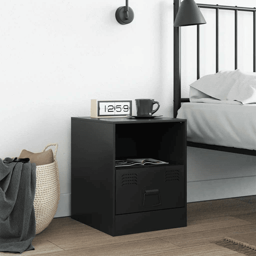 Mesa De Cabeceira - Mesinha De Cabeceira 34,5x39x44 cm aço preto