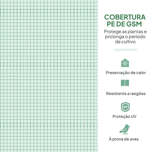 Outsunny Estufa Tipo Túnel 347x300x200 cm Estufa de Jardim com Porta Enrolável 6 Janelas Cobertura PE 140gm² Estrutura de Aço Galvanizado para Cultivos Plantas Flores Verde
