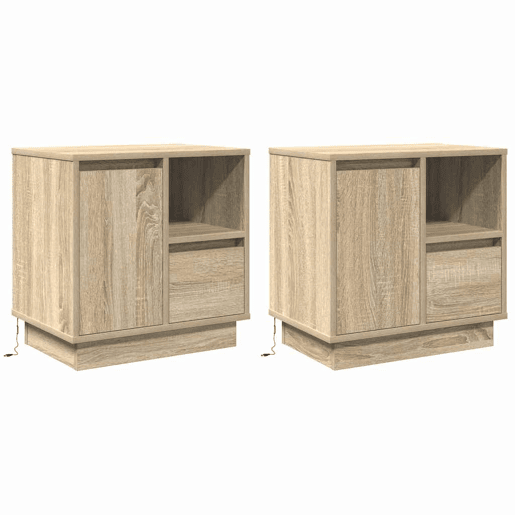 Lote de 2 Mesa De Cabeceira - Mesinha De Cabeceira Carvalho sonoma 50 x 34.5 x 50 cm.