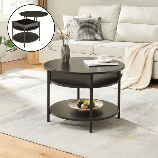 Mesa de centro Kandas com tampo elevável 70x49 cm - Preto en.casa