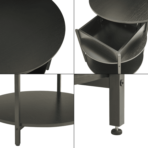 Mesa de centro Kandas com tampo elevável 70x49 cm - Preto en.casa