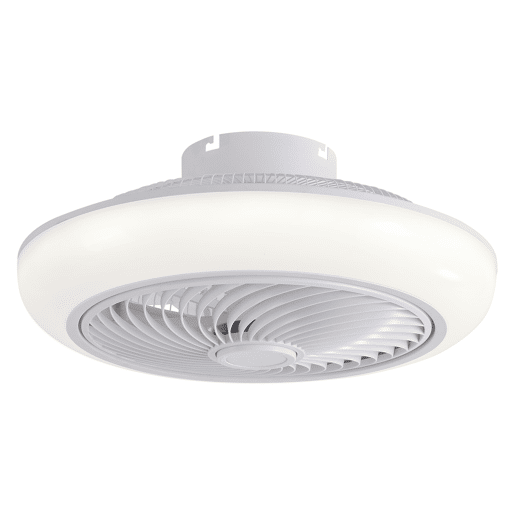 Lâmpada LED para ventoinha de teto com grelha. Controlo com telecomando ou através da aplicação via Bluetooth. Três tipos de luz LED: Fria. Natural ou Quente. Níveis de intensidade luminosa graduados Luz: 36W. Ventoinha: 13W. Temporizador. Ventoinha com 6