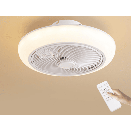 Lâmpada LED para ventoinha de teto com grelha. Controlo com telecomando ou através da aplicação via Bluetooth. Três tipos de luz LED: Fria. Natural ou Quente. Níveis de intensidade luminosa graduados Luz: 36W. Ventoinha: 13W. Temporizador. Ventoinha com 6
