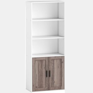 HOMCOM Estante para Livros Estreita Estante com Prateleiras Abertas e Armário com Prateleira Ajustável para Sala Escritório e Estúdio 60x30x149,5 cm Branco e Castanho