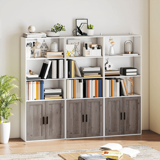 HOMCOM Estante para Livros Estreita Estante com Prateleiras Abertas e Armário com Prateleira Ajustável para Sala Escritório e Estúdio 60x30x149,5 cm Branco e Castanho