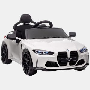AIYAPLAY Carro Elétrico para Crianças, BMW M4, Carro a Bateria 12V, com Controlo Remoto 2,4 G, Rodas Traseiras com Suspensão, 3-5 kmh, Faróis LED, Buzina, Música, USB, Motor Duplo, Branco