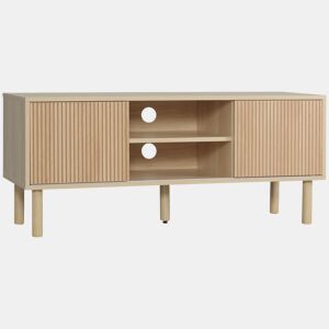 HOMCOM Móvel de TV Móvel para Televisão até 50 Polegadas com Portas de Correr Prateleiras Abertas e Orifícios para Cabos para Sala de Estar 115x40x49 cm Madeira