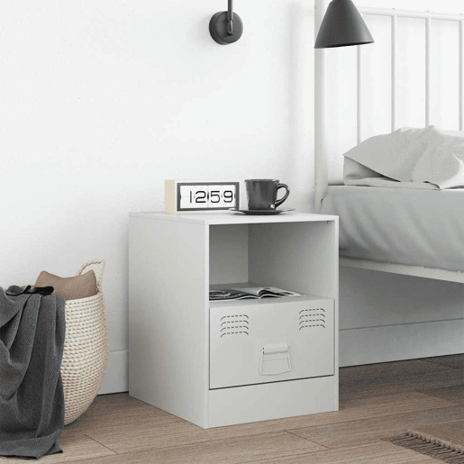 Mesa De Cabeceira - Mesinha De Cabeceira 34,5x39x44 cm aço branco