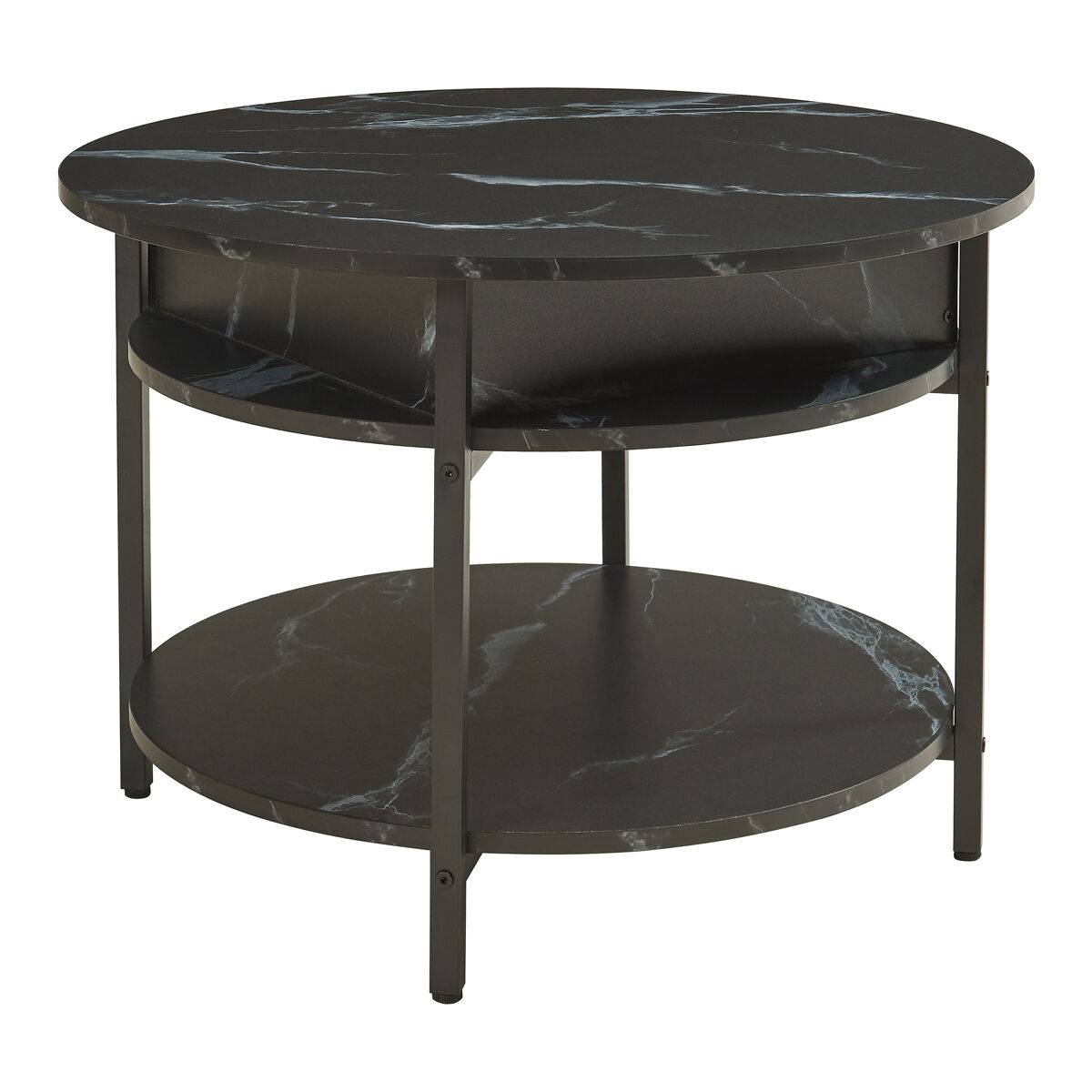Mesa de centro kandas con tablero elevable 70x49 cm - efecto mármol negro [en.casa]