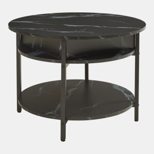 Mesa de centro Kandas com tampo elevável 70x49 cm - Efeito mármore preto en.casa