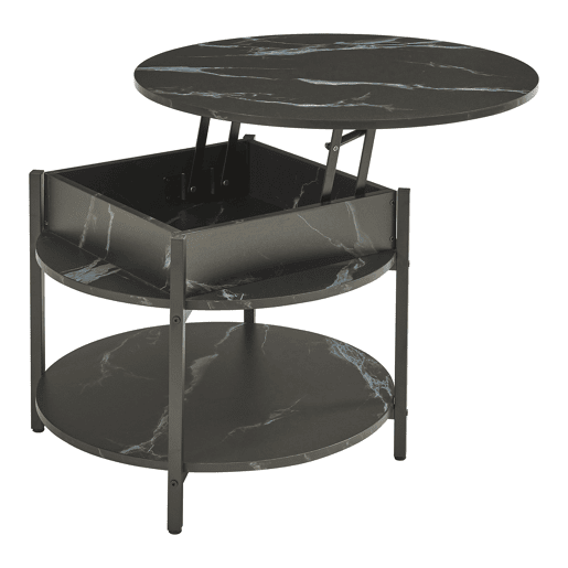 Mesa de centro Kandas com tampo elevável 70x49 cm - Efeito mármore preto en.casa