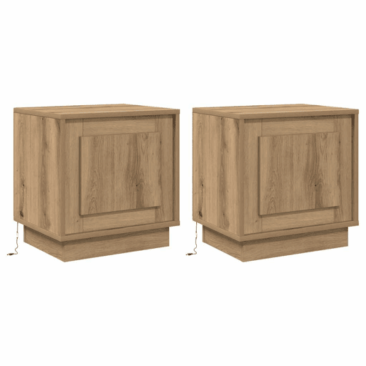 Lote de 2 Mesa De Cabeceira - Mesinha De Cabeceira carvalho artisiano 44 x 34.5 x 45 cm