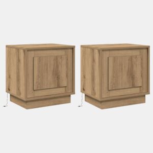 Lote de 2 Mesa De Cabeceira - Mesinha De Cabeceira carvalho artisiano 44 x 34.5 x 45 cm