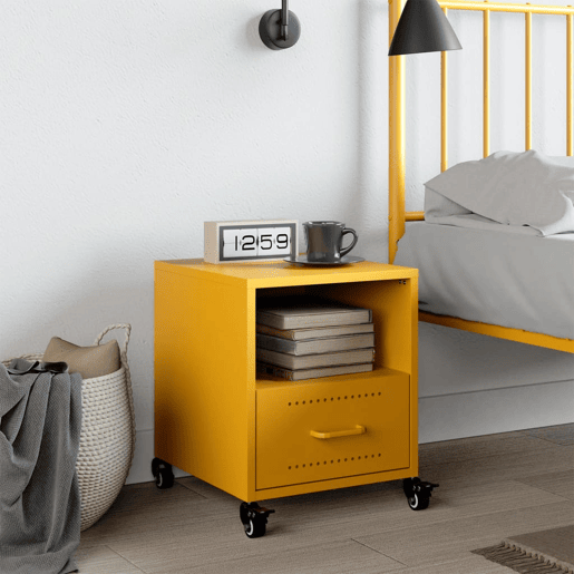 Mesa De Cabeceira - Mesinha De Cabeceira 36x39x43,5 cm aço amarelo mostarda