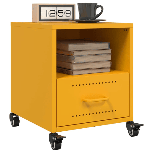 Mesa De Cabeceira - Mesinha De Cabeceira 36x39x43,5 cm aço amarelo mostarda