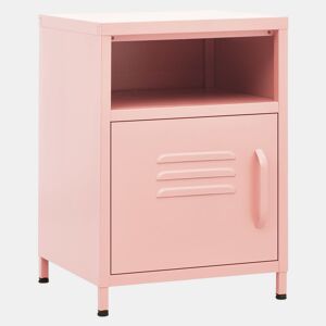 Mesa De Cabeceira - Mesinha De Cabeceira 35x35x51 cm aço rosa