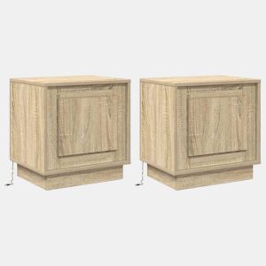 Lote de 2 Mesa De Cabeceira - Mesinha De Cabeceira Carvalho sonoma 44 x 34.5 x 45 cm