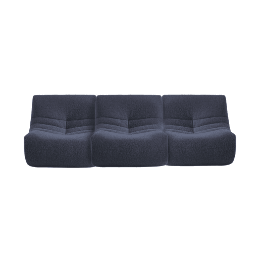 Sofá modular em tecido efeito alpaca de 3 lugares, Sokol alpaca, Azul escuro, 105x91x72 cm
