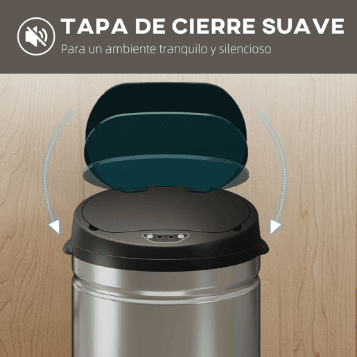 HOMCOM Balde de Lixo de Cozinha Automático 30 L Caixote de Cozinha em Aço Inoxidável Sensor Infravermelhos Fecho Automático Anti-Impressões Digitais para Quarto Escritório 32x30,5x51 cm Prata