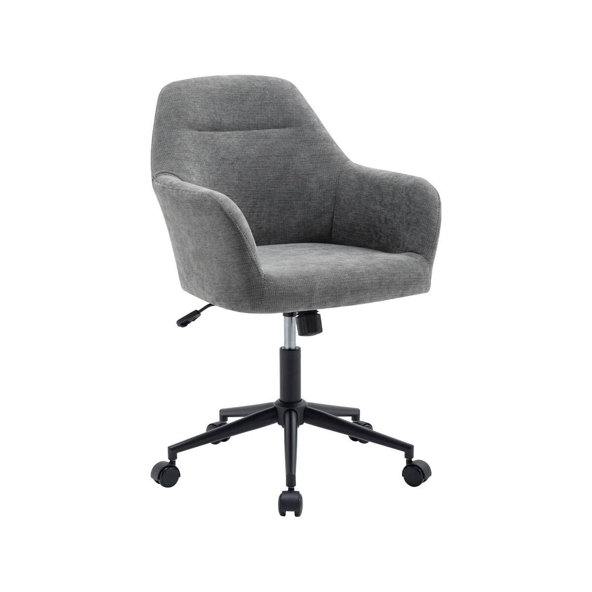 Silla de oficina con ruedas ajustable metal y tela gris - 57x57x94.5 cm