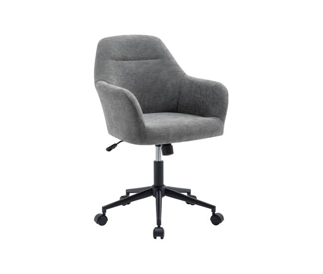 Silla de oficina con ruedas ajustable metal y tela gris - 57x57x94.5 cm
