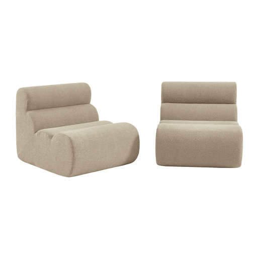 Sofá modular de boucle texturizada de 2 lugares, Nova boucle, Beige, 81x99x75 cm Sofá modular de boucle texturizada de 2 lugares, Nova boucle, Beige, 81x99x75 cm