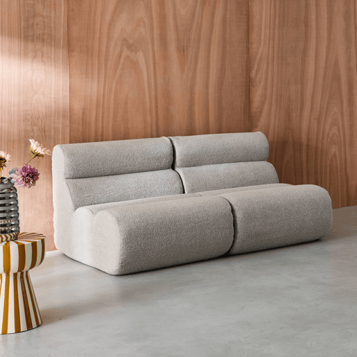 Sofá modular de boucle texturizada de 2 lugares, Nova boucle, Beige, 81x99x75 cm Sofá modular de boucle texturizada de 2 lugares, Nova boucle, Beige, 81x99x75 cm