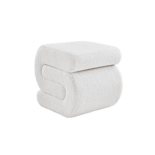 Banco revestido em tecido bouclé Creme - 43x47x45 cm